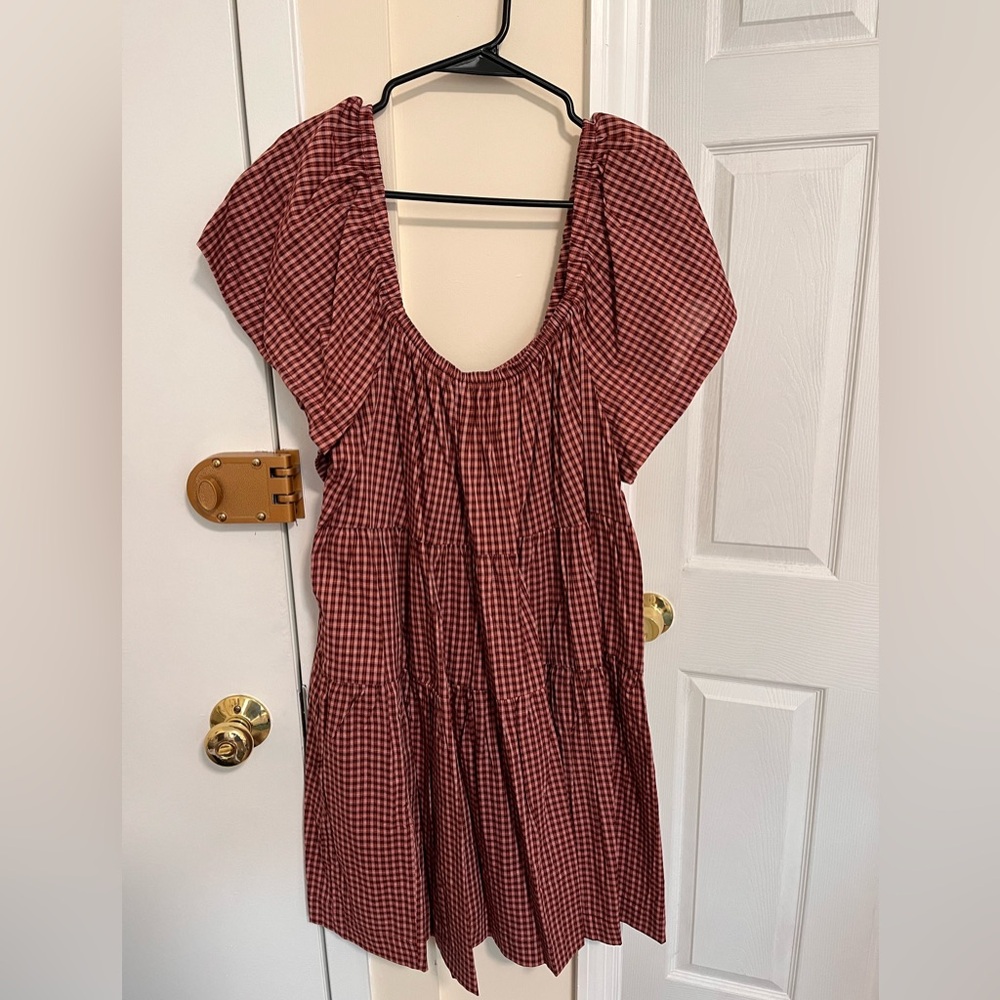 Old Navy Burgundy Gingham Dress
